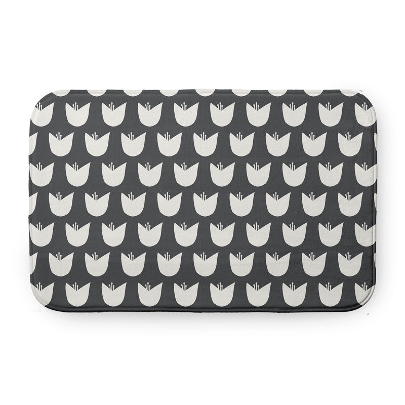 Tapis de bain Flower Power, L 21 po x L 34 po, Gris