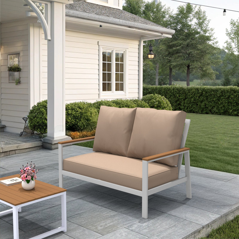 Outdoor Loveseat Cushion, Deep Seat/Back Replacement Cushion 5 Inch, Beige