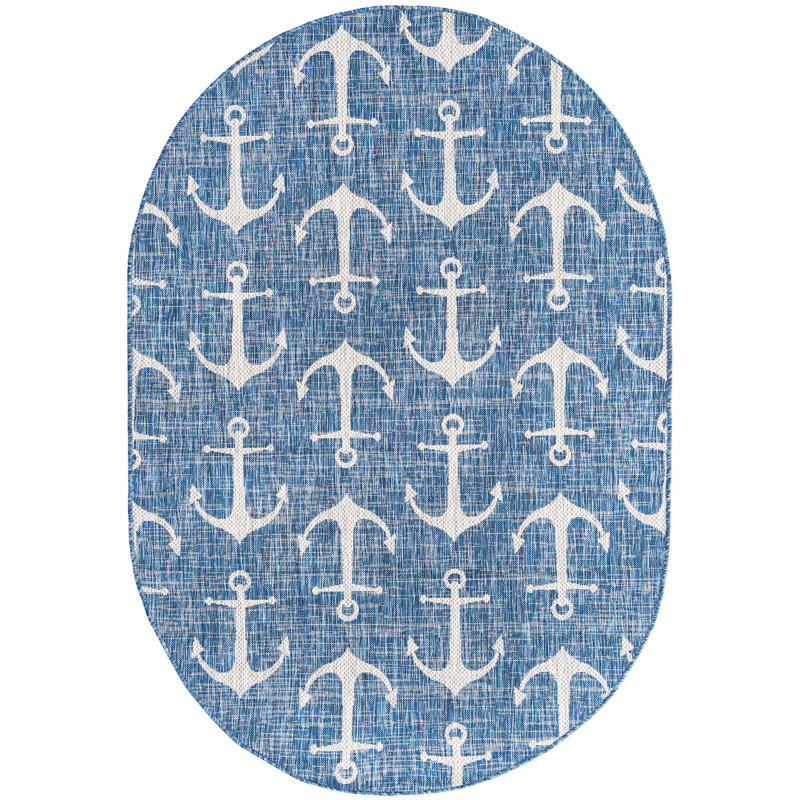 Tapis d'extérieur Ayton couleur mer, Ovale 5 pi 3 po x 7 pi 10 po