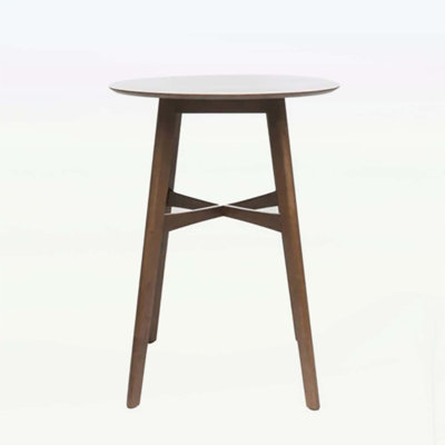 Table de bar ronde Mid-Century moderne en bois avec pieds fuselés pour la cuisine, la salle à manger ou le bar maison