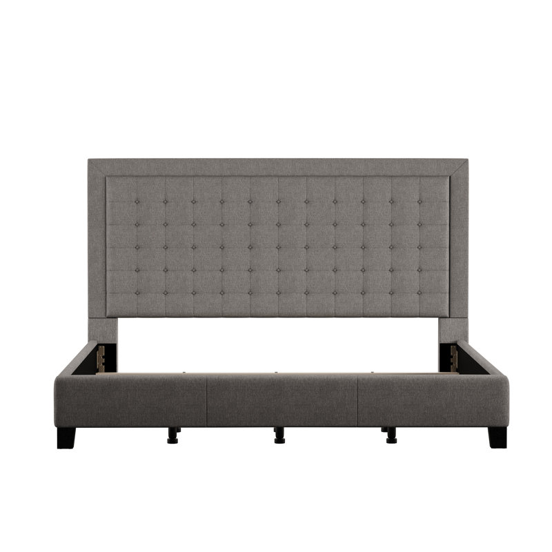 Kaster Upholstered Platform Bed, Heathered Beige Linen, Eastern King