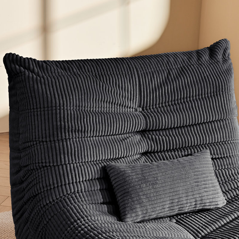 Large Bean Bag Chairs for Adults Set of 2, Comes with Lumbar Pillows Memory Foam Lounge Chair,  Corduroy Giant Armless Bean Bag Chair, Lazy Floor Sofa for Bedroom Livingroom Gaming, Dark Grey