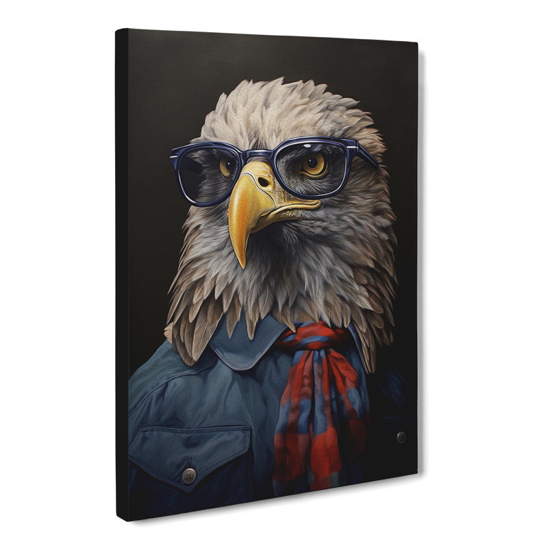 Eagle with Glasses Painting - Wrapped Canvas, 76cm H x 50cm W x 3cm D