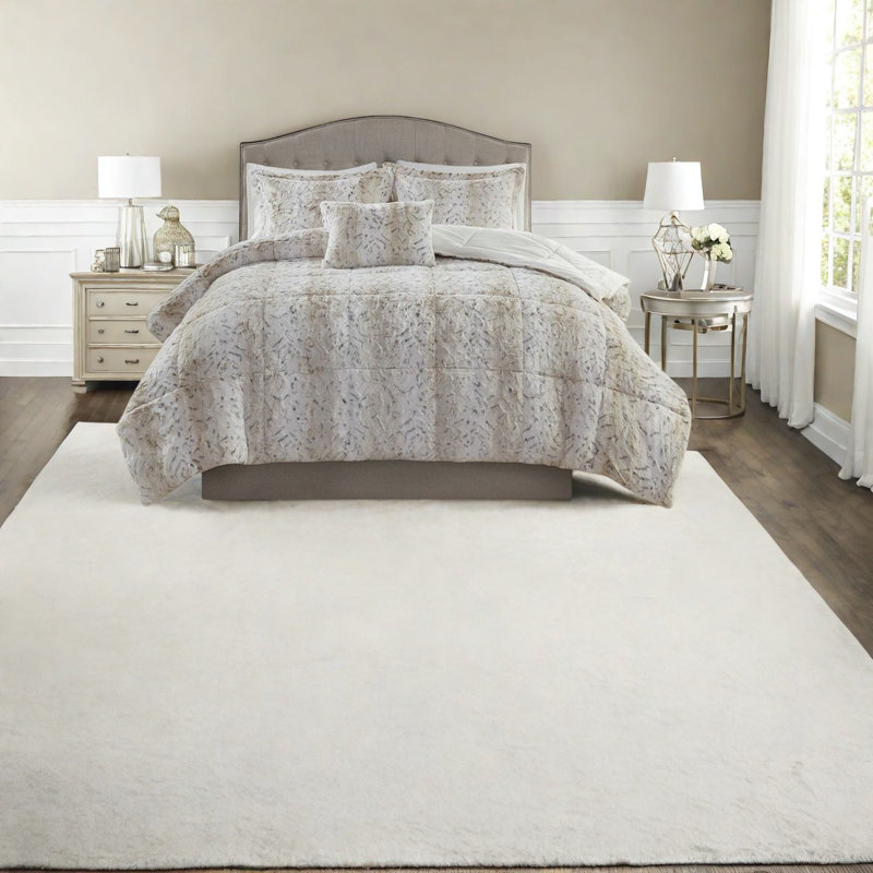 Ensembles de literie luxueux en fausse fourrure, édredon douillet en polyester pour la maison