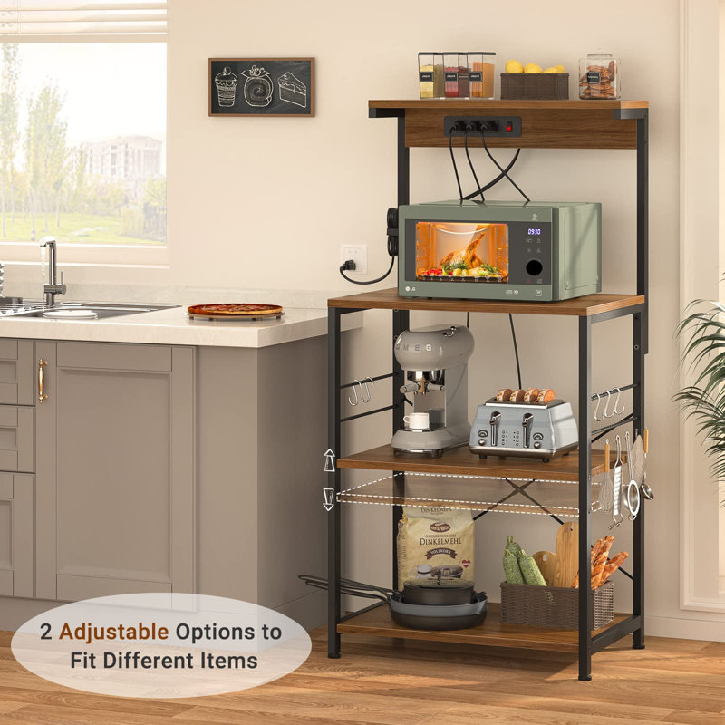 Étagère de boulanger standard en acier inoxydable de 22,4 po avec compatibilité micro-ondes, Noyer