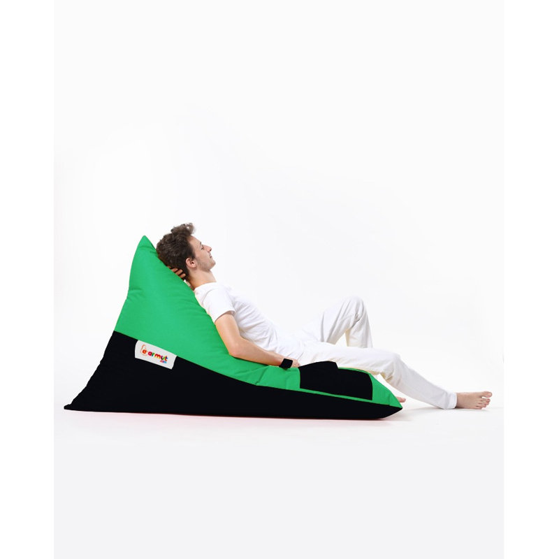 Grand fauteuil à billes pour l'extérieur, 100 % polyester vert / noir