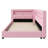 Upholstered Twin XL Platform Bed with LED Lights and USB Charging Ports – Modern Linen Bed Frame, Pink-463193465-463193466