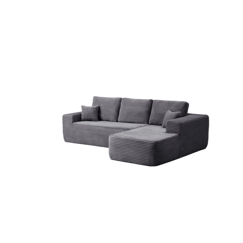 Canapé modulaire 105 po Cloud, Orienté à gauche (vu de face), Velours côtelé gris