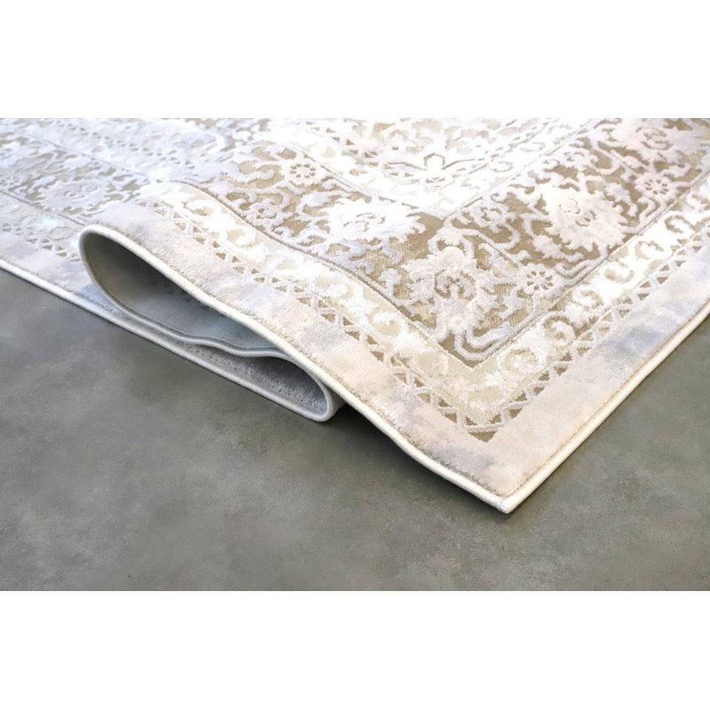 Marissa Collection Beige Abstract Transitional Area Rug, Runner 2'6" x 7'7"