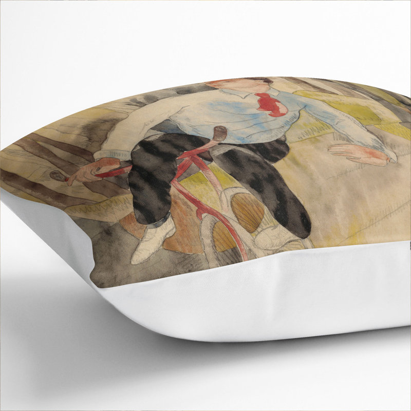 The Bicycle Rider Scatter Cushion, White, 40cm H x 40cm W x 15cm D