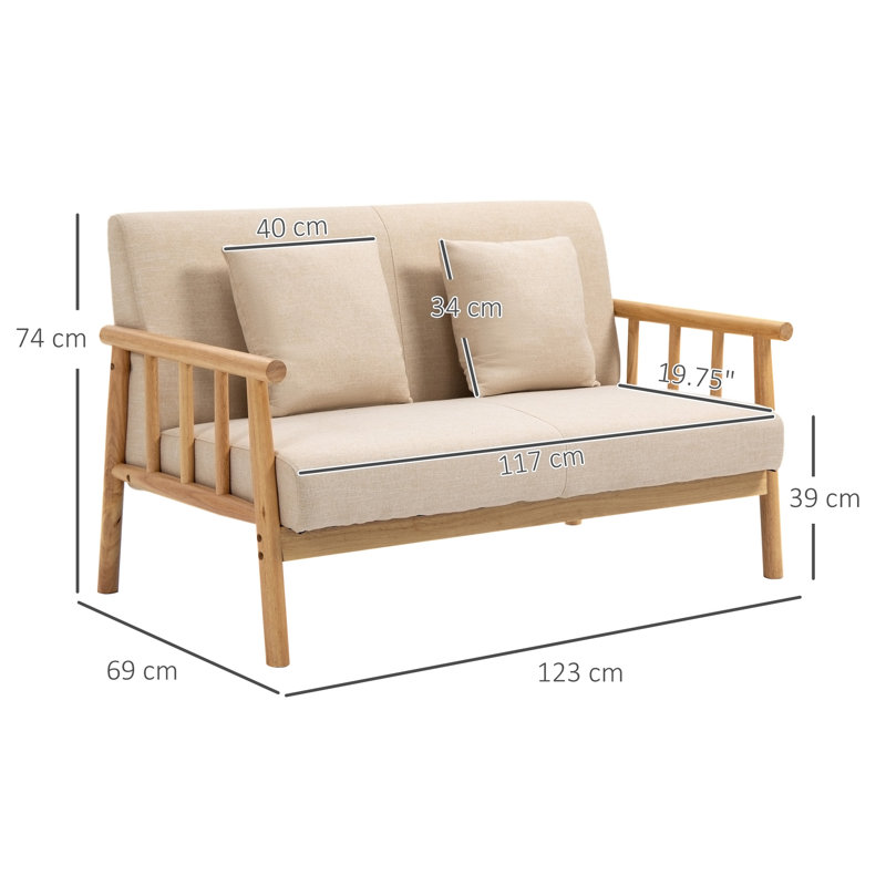 HOMCOM 48" 2-Seater Couch For Small Spaces