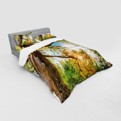 Ensemble de housse de couette en microfibre vert / brun moderne et contemporain