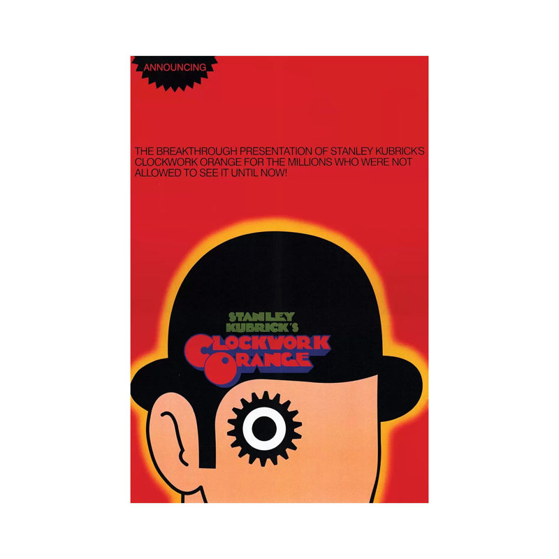 A Clockwork Orange Film Poster by Radio Days - Print on Canvas, 20.32 cm H x 30.48 cm W, Wrapped Canvas