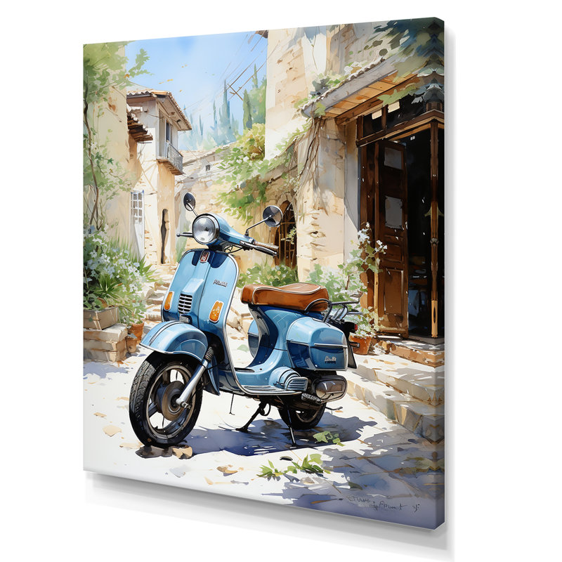 «Blue Urban Scooter Vibes» sur toile, Toile tendue, H 20 po x l 12 po