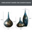 Ensemble de 3 vases en verre bleu Aurora avec finition brillante sarcelle et bronze métallique
