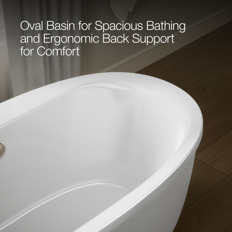Sunstruck® 66" x 36" Freestanding Soaking Acrylic Bathtub with Heater, White