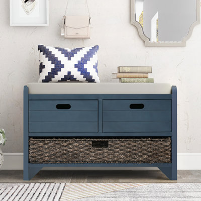Bench, Storage Bench, Entryway Bench, Upholstered Storage Bench, with Basket and Drawers