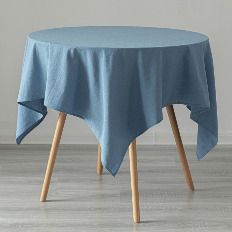 Eider & Ivory™ 100% Pure Linen Washable Tablecloth Solid Color, 52" X 52" Square Natural, 78" L x 52" W, Blue