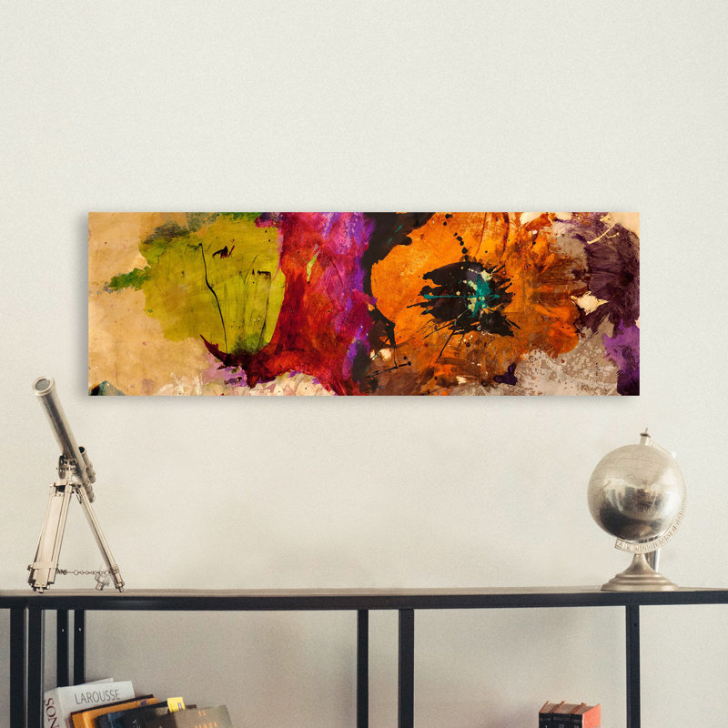 Floating Flowers I 1 Piece Wrapped Canvas Painting, 40cm H x 120cm W x 4cm D