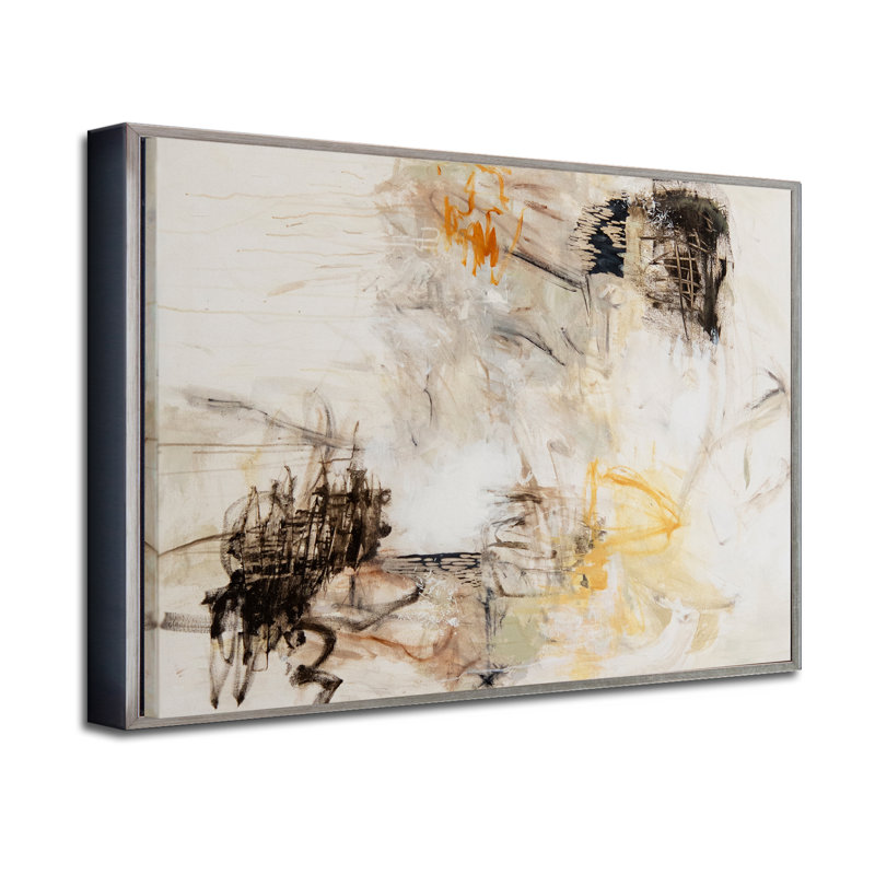 Remaining Neutral Print by Patricia Schwimmer, Black Framed Canvas, 30" H x 40" W x 2.375" D