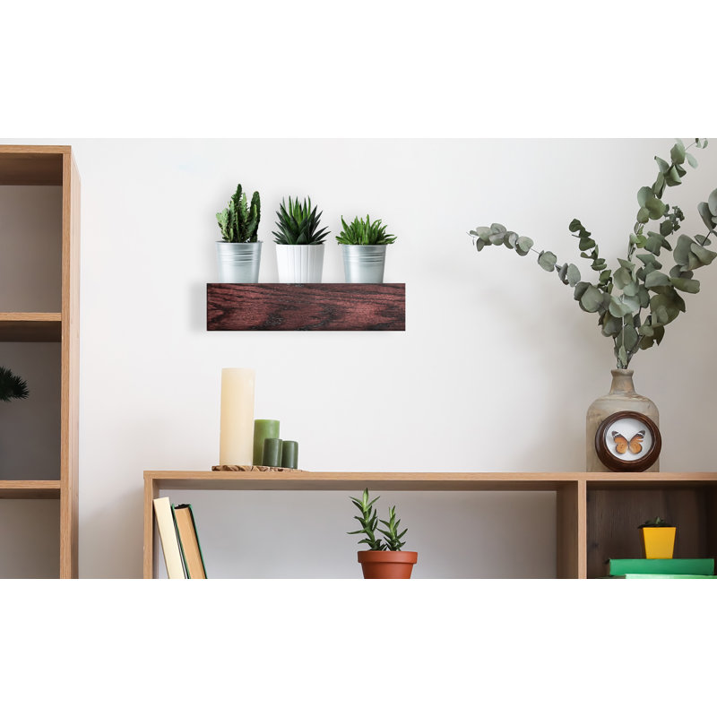 Ercolino Oak Solid Wood Floating Shelf, Black Cherry, 3" H x 14" W x 8" D