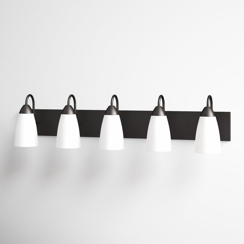 5 Light Frosted Dimmable Vanity Light, Burnt Sienna, No