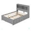 Lit plateforme double avec lit gigogne, tiroirs et prises USB