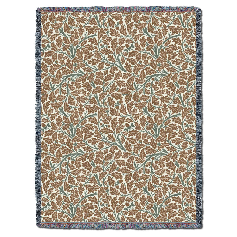 Couverture en écorce de chêne Pure Country Weavers William Morris XL - Artisanat d'art - Jeté en coton tissé à la main, Brun