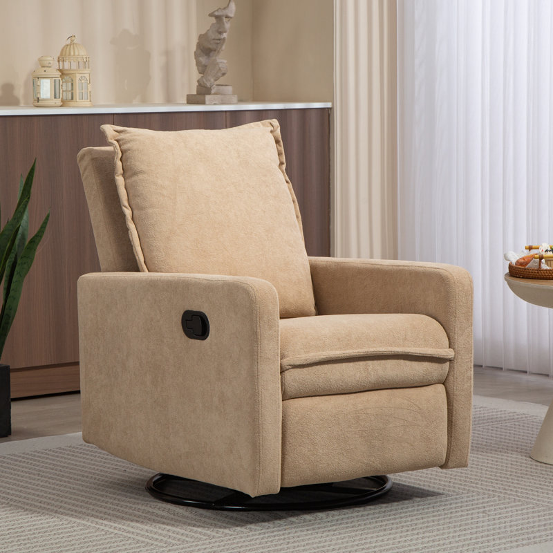 25.2'' Wide Modern Swivel Glider Manual Recliner, Camel