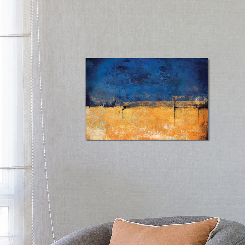 Blue & Gold by Lisa Robinson - Floater Frame Print on Canvas, 66.04 cm H x 45.72 cm W x 1.91 cm D, Wrapped Canvas