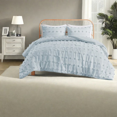 Hypoallergenic Blue Comforter Bedding Set, Polyester Jacquard For Home