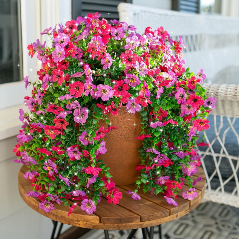 Paquet de 2 fleurs artificielles d'extérieur résistantes aux rayons UV, arbustes de verdure pour jardin extérieur, jardin, porte d'entrée, jardinière, décoration printemps-été