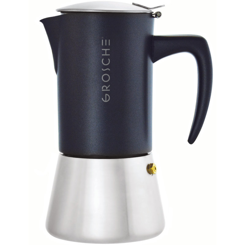 Milano 10-Cup Silver and Black Stainless Steel Stovetop Espresso Maker