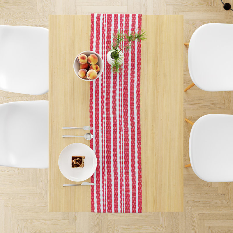 Aliki Striped 100% Cotton Table Runner, Red
