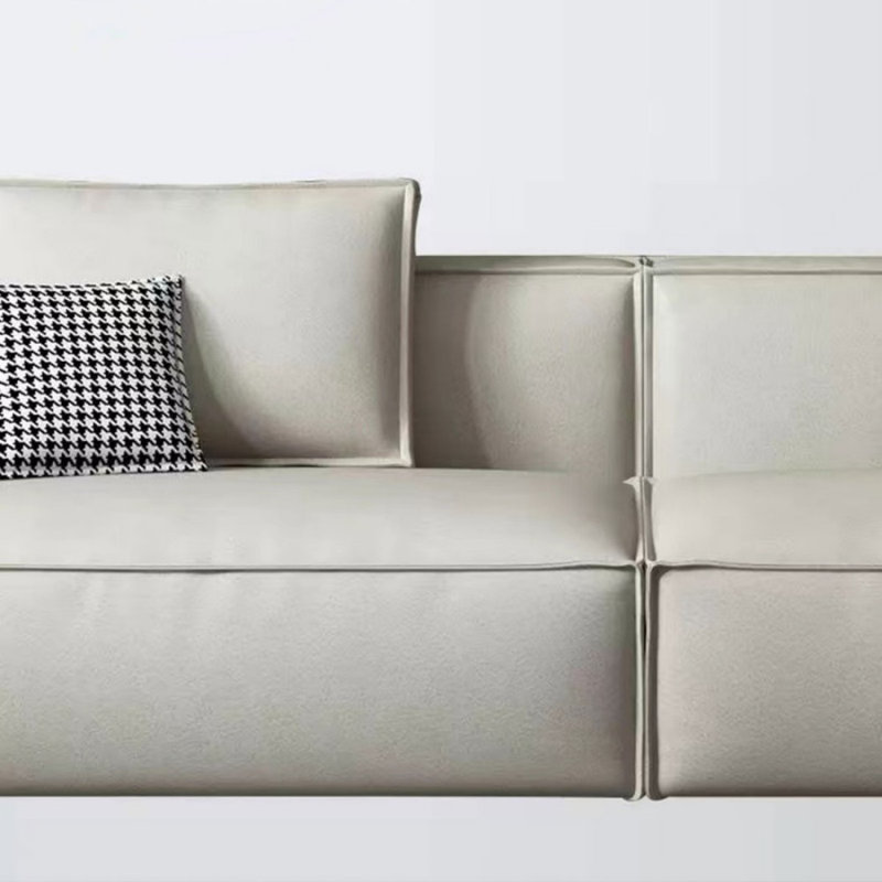 Ensemble de salon en cuir véritable blanc crème 3 pièces