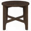 Table de bout ronde en bois massif - Finition brun foncé, bord encastré, pieds à poutre transversale