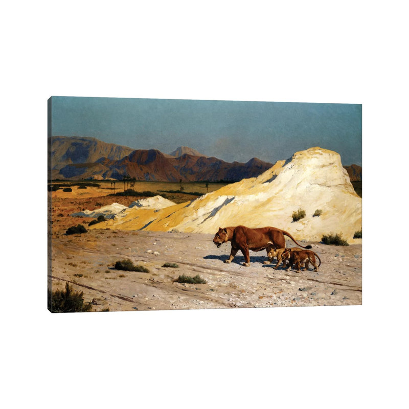 Lioness and Cubs; Lionne Et Lioceaux 1 Piece Wrapped Canvas Wall Art, 45.72cm H x 66.04cm W x 1.91cm D