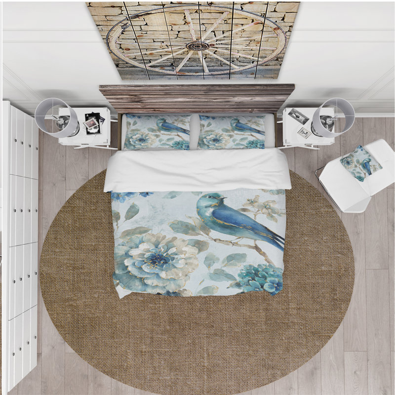 Ensemble de housse de couette aquarelle jolie oiseau ii, Housse de couette très grand + 2 taies décoratives