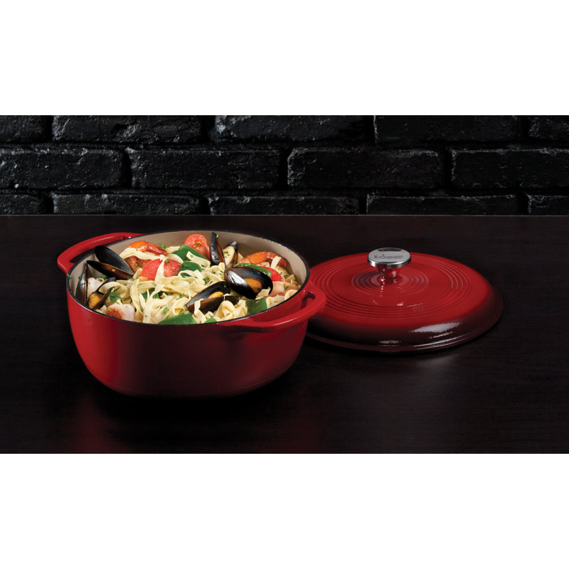 Elegant 6 Qt Red Enameled Cast Iron Dutch Oven