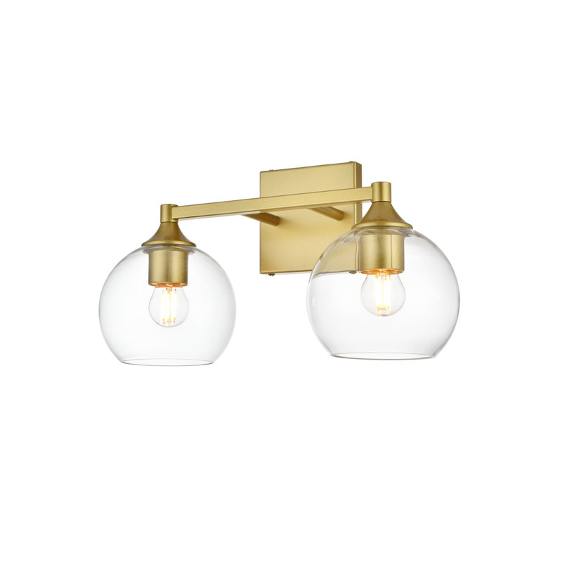 Lumière de meuble-lavabo à intensité variable, Laiton, Deux lumières, H 9 po x l 16 po x P 16 po