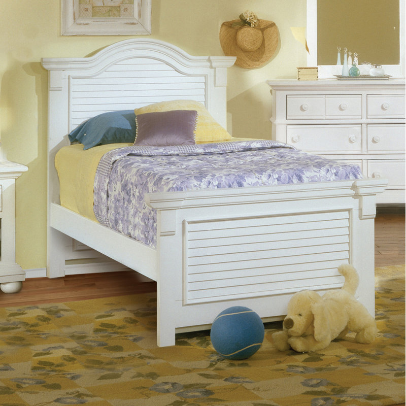 Benedith Standard Bed, Twin, Distressed Eggshell White