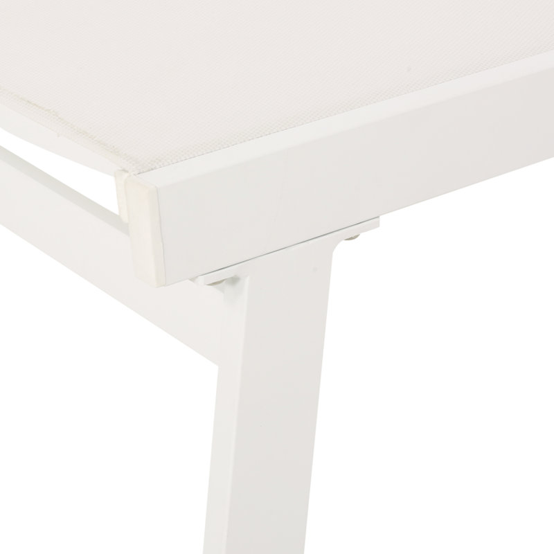 Burnam Outdoor Metal Chaise Lounge Set with Table, White