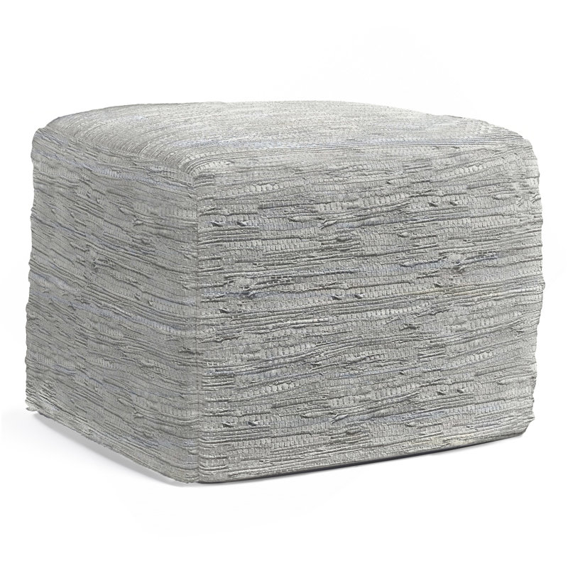 Fredrik - Square Pouf - Cream, Grey Fabric