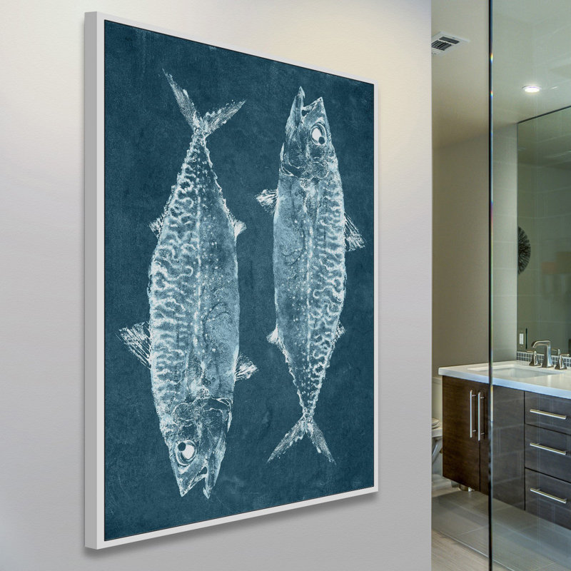 « two fish ii », reproduction d’art sur toile encadrée, H 45 po x l 30 po x P 1,5 po