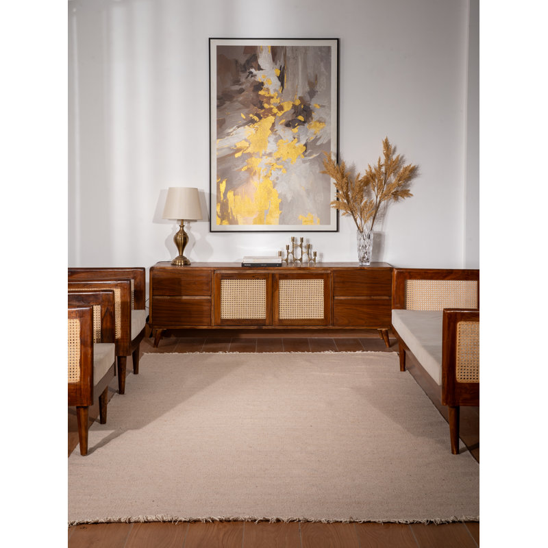 Alithea Hand Woven Flat Weave Kilim Wool Eco-Friendly Area Rugs - Rectangle, Cream Color, Plain Solid Design, Low Pile Handmade Area Rugs for Living Room, Bed Room