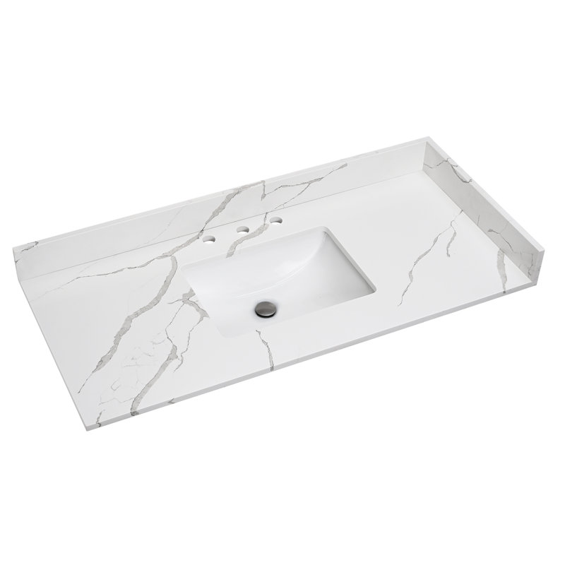 Plateau de meuble-lavabo simple 48 po avec lavabo en quartz - pour remplacement de meuble-lavabo, sans armoire