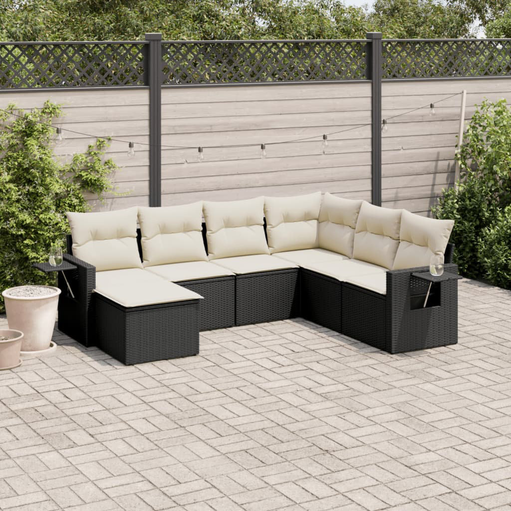 Vidaxl 7-Tlg. Garten-Sofagarnitur Mit Kissen Beige Polyrattan