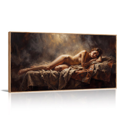 Reclining Nude Woman in Warm Tones Canvas Wall Art