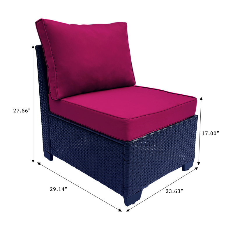 Ensemble de canapé et de table basse en rotin et osier de 7 pièces Minorca, Rouge