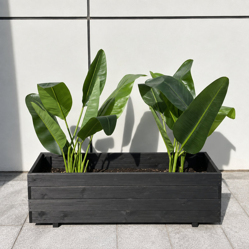 Handmade Wood Planter Box, 32cm H x 119.9cm W x 39.9cm D, Black